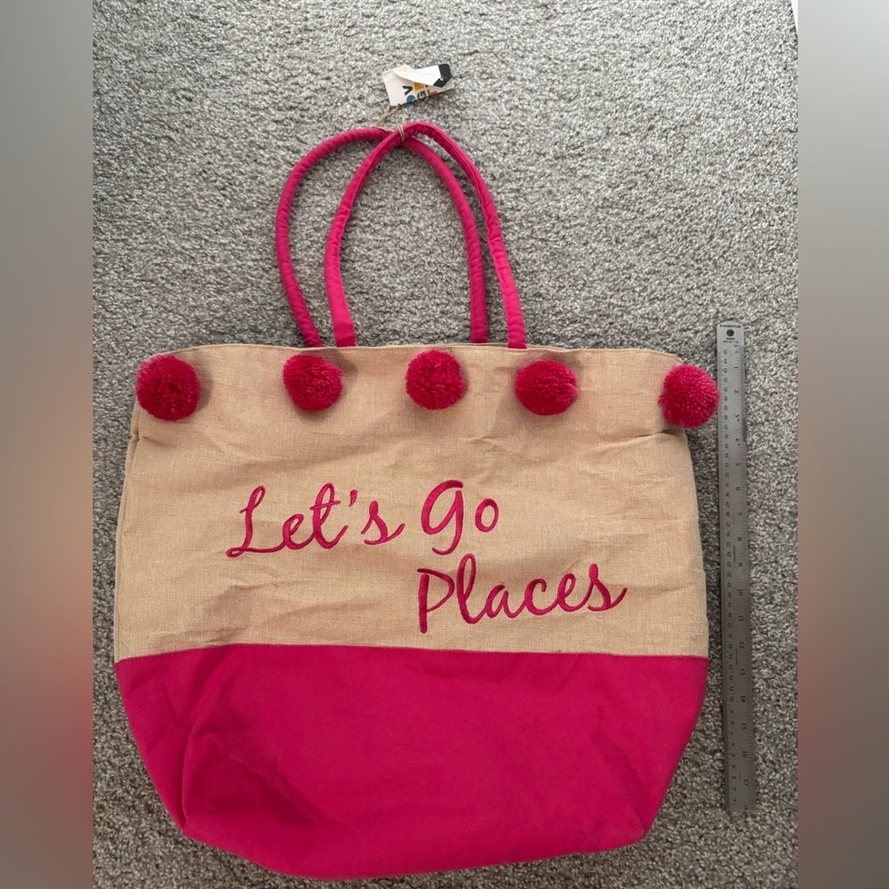 Pink and Tan Tote Bag